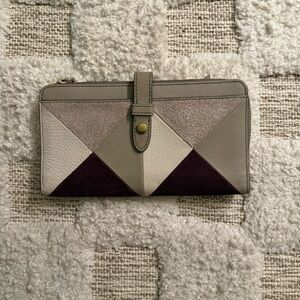 Fossil Fiona Tab Clutch Patchwork Wallet